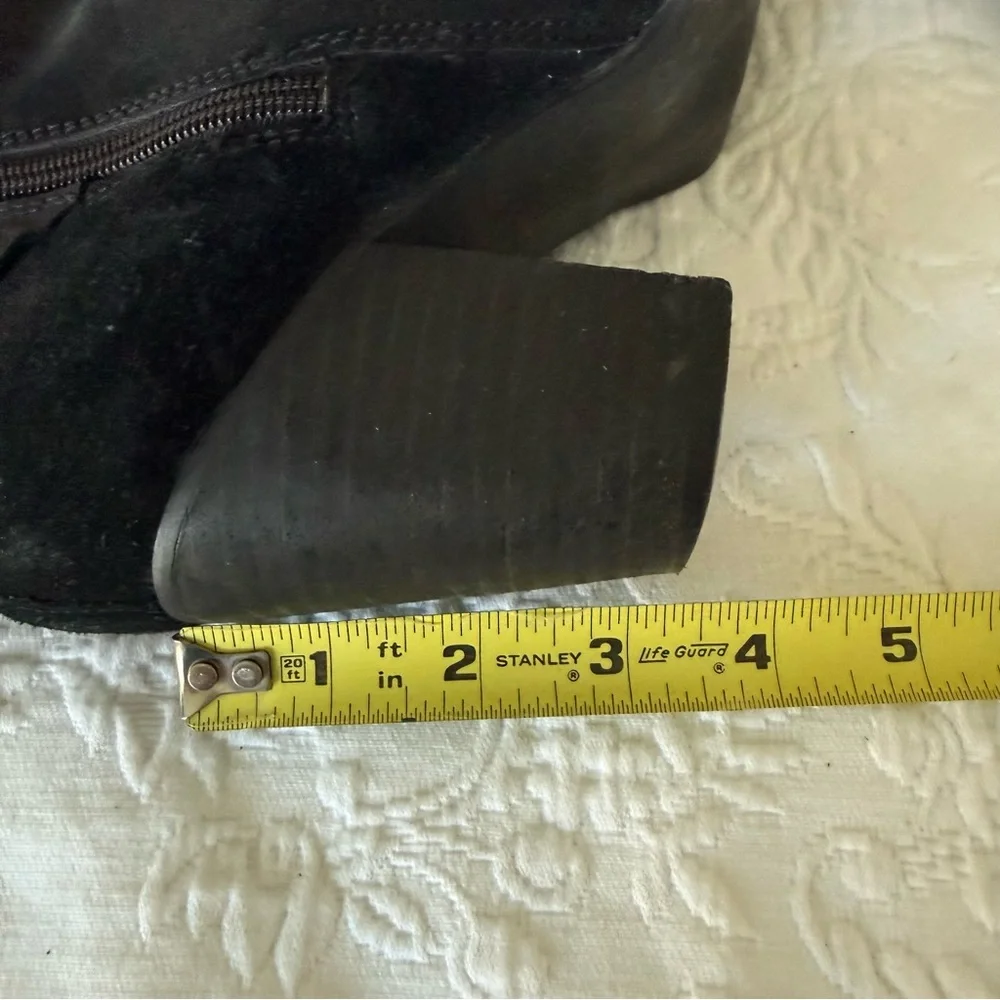 Ivanka Trump Black Folli Suede Ankle Boots Block Heel. Size 8